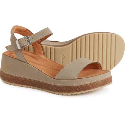 Clarks Kassanda Lily Wedge Sandals - Leather, Wide Width (For Women) in Stone Nubuck