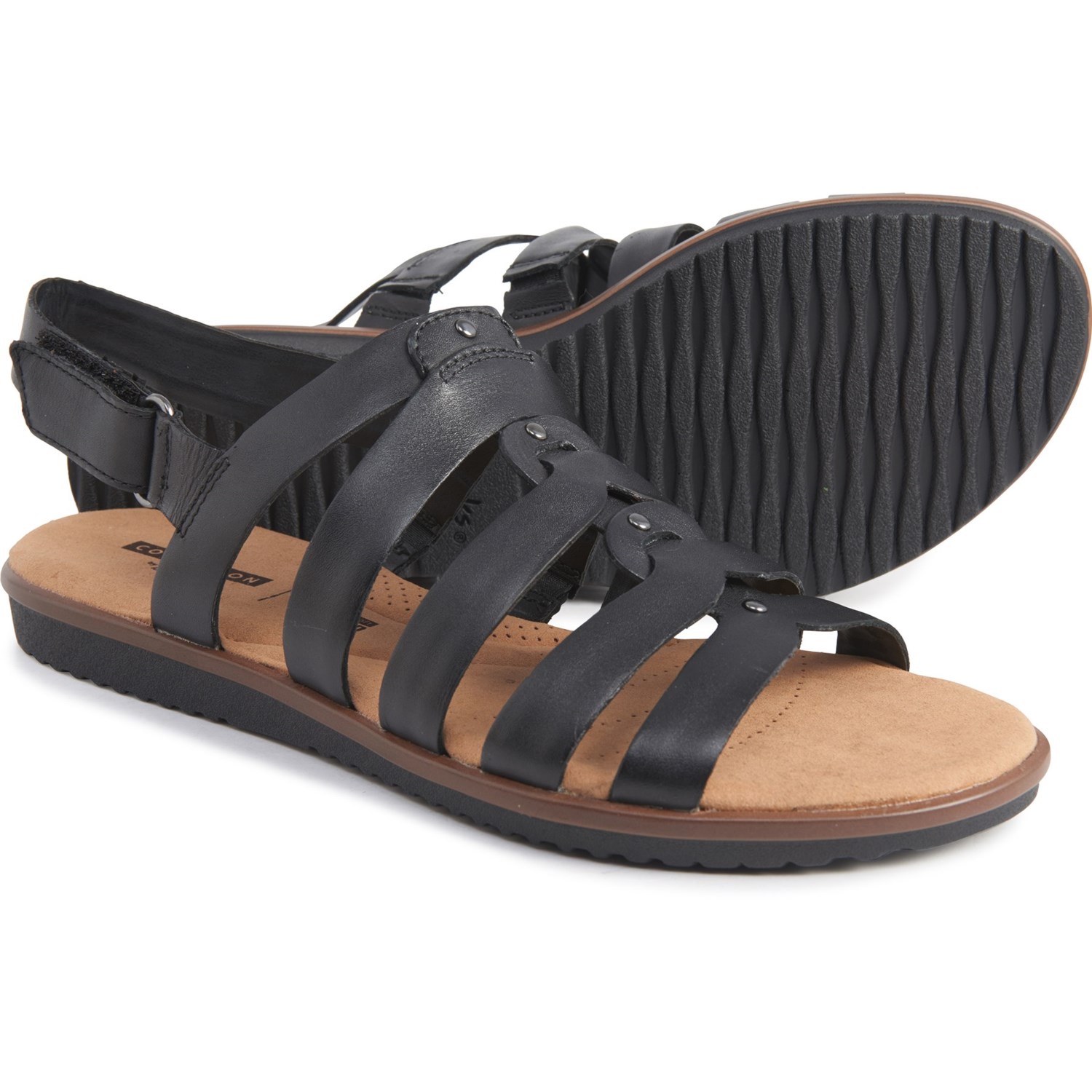 clarks black sandals