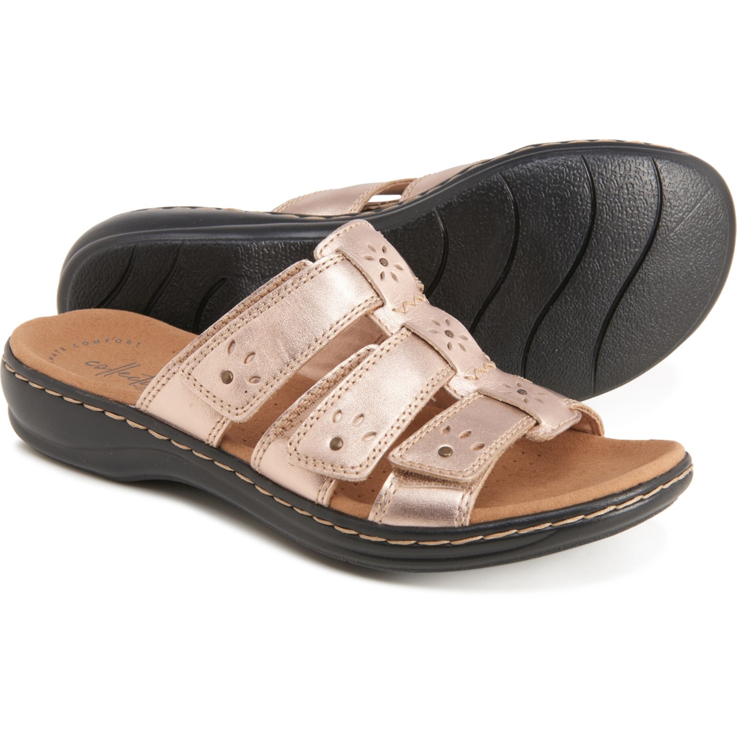 rose gold clarks sandals