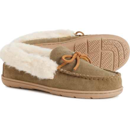 Clarks Moccasin Slippers - Leather (For Women) in Sage