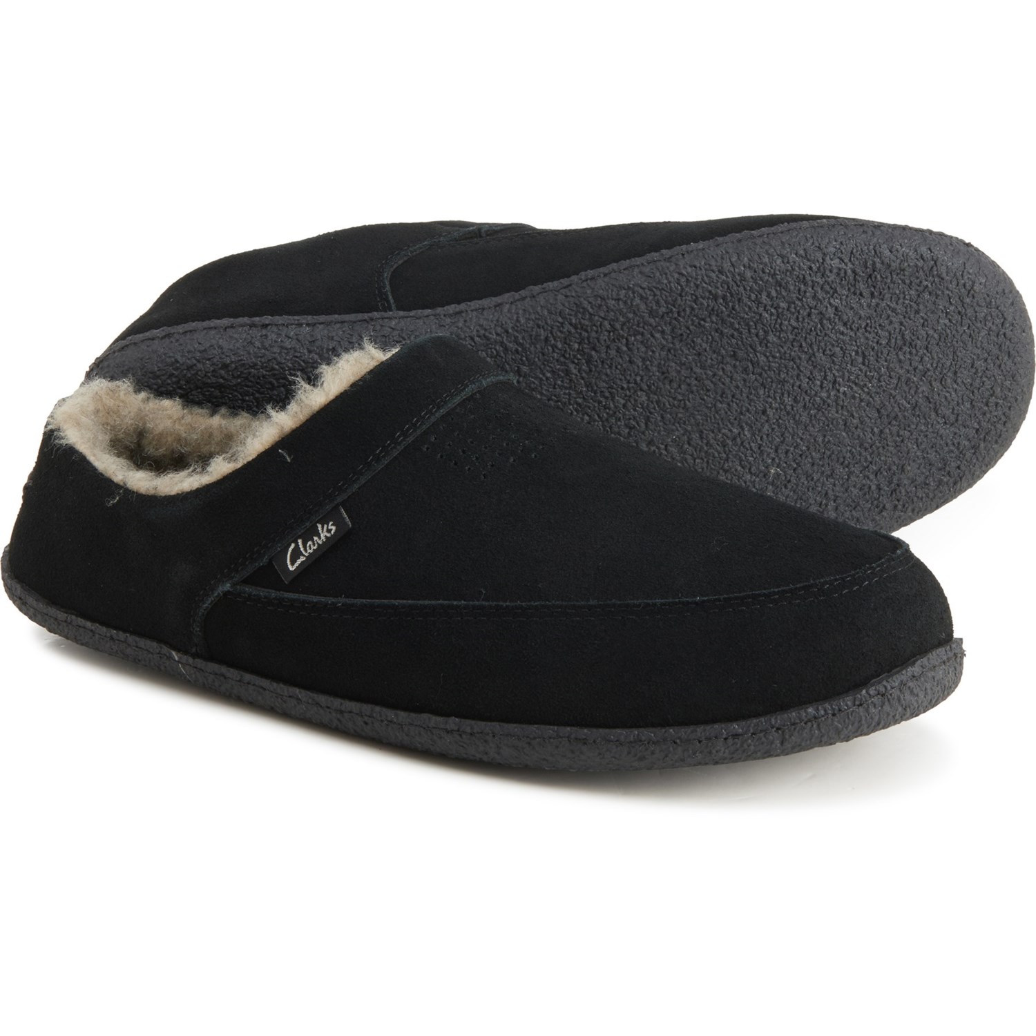 clarks perforated suede scuff slippers