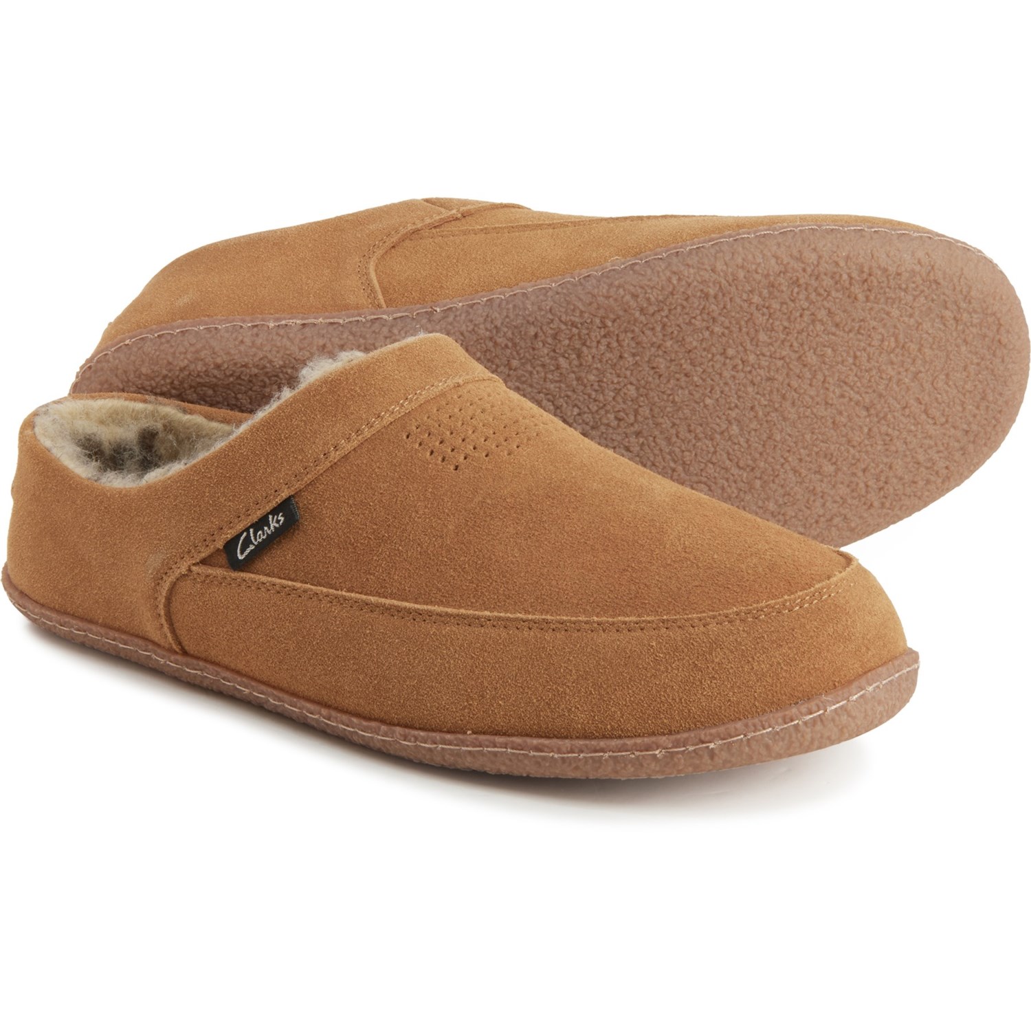 Clarks Perforated Suede Scuff Slippers (For Men) Save 33