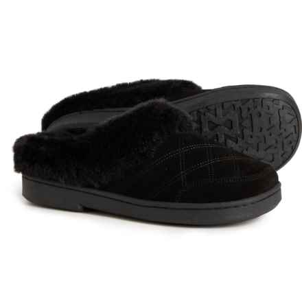 Clarks Quilted Clog Slippers - Leather (For Women) in Black