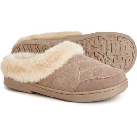 Clarks Quilted Clog Slippers - Leather (For Women) in Hummus