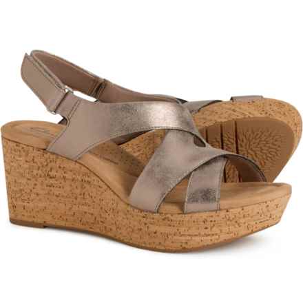 Clarks Rose Style Wedge Sandals (For Women) in Taupe Metallic