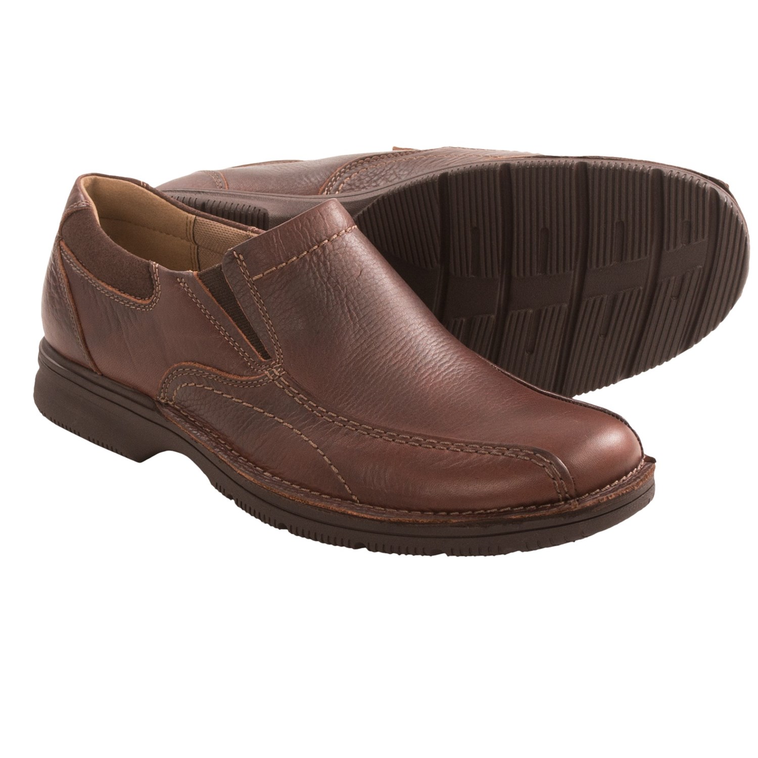 Clarks Senner Pine Shoes - Slip-Ons (For Men) in Brown Tumbled Leather