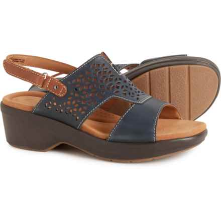 Clarks Tuleah Sun Wedge Sandals - Leather (For Women) in Navy Leather
