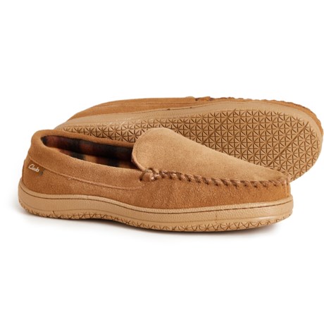 Clarks Venetian Plaid-Lined Moccasins - Suede (For Men) in Cinnamon