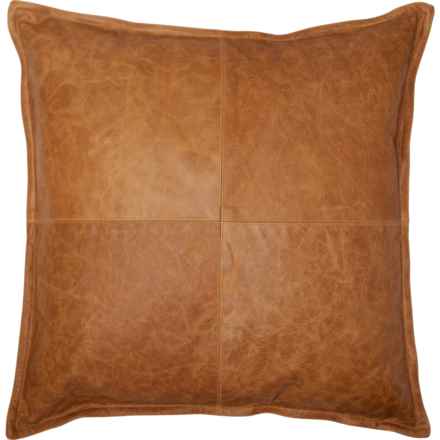 Classic Home Dumont Oversized Leather Throw Pillow - Feather Fill, 22x22” in Chestnut