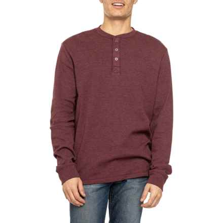 Cloudveil Soft Waffle-Knit Henley Shirt -Long Sleeve in Burgundy Heather