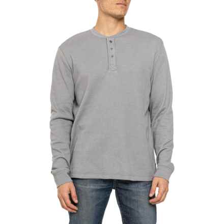 Cloudveil Soft Waffle-Knit Henley Shirt -Long Sleeve in Grey Heather