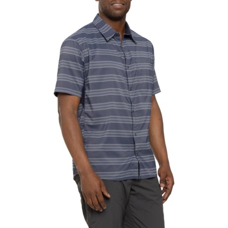 Club Ride Vibe Shirt - UPF 50, Short Sleeve in Navy Stripe