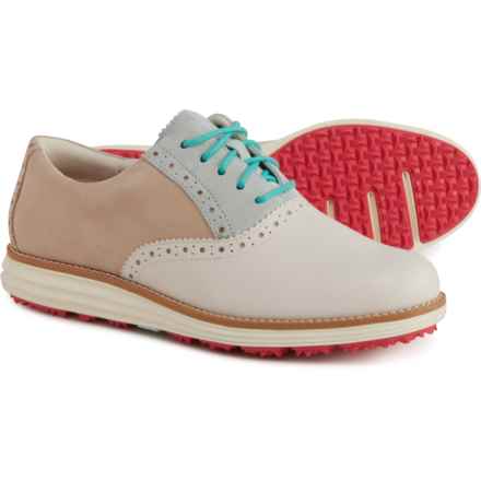 Cole Haan OriginalGrand® Shortwing Oxford Golf Shoes - Waterproof, Leather (For Women) in Sesame/Blue Glass/Ivory