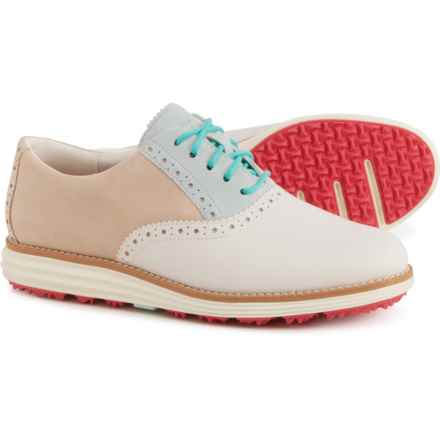 Cole Haan OriginalGrand Shortwing Oxford Golf Shoes - Waterproof, Leather (For Women) in Sesame/Blue Glass/Ivory