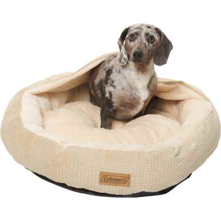 Coleman Cave Cuddler Dog Bed - 30” in Corduroy /  Sherpa - Taupe