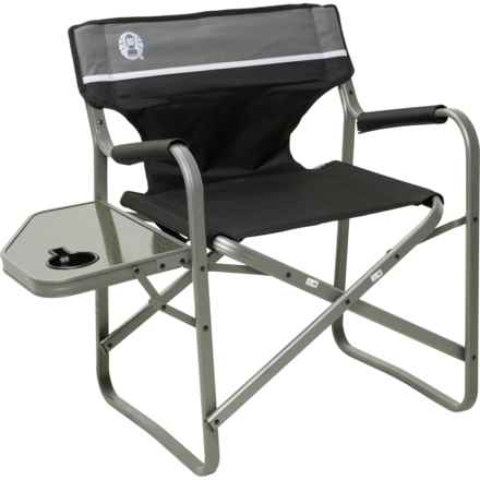 Coleman Folding Deck Chair with Side Table in Grey - Closeouts