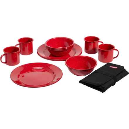 Coleman Four-Person Camping Enamelware Dining Set - 24-Piece in Red