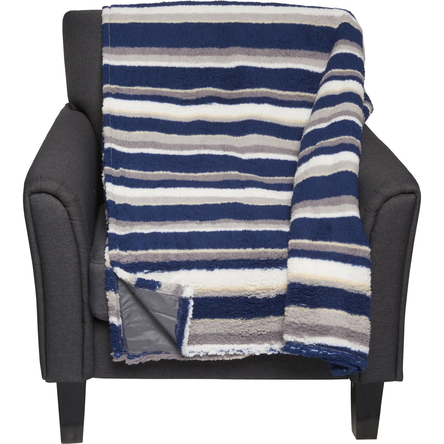 Coleman Oversized Sherpa Throw Blanket Waterproof Back, 72x80”, Blue