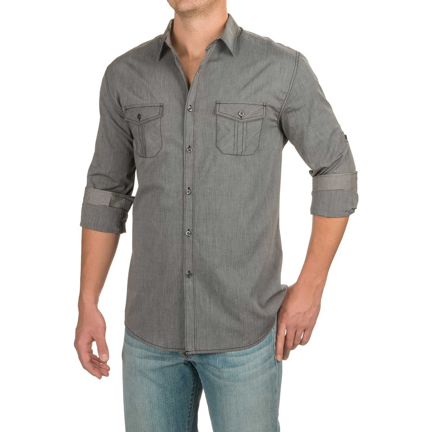 Collared Two-Pocket Shirt (For Men) - Save 65%