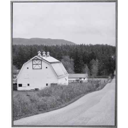 COLLEEN KARIS 20x24” Black and White Country Barn Framed Canvas in Grey