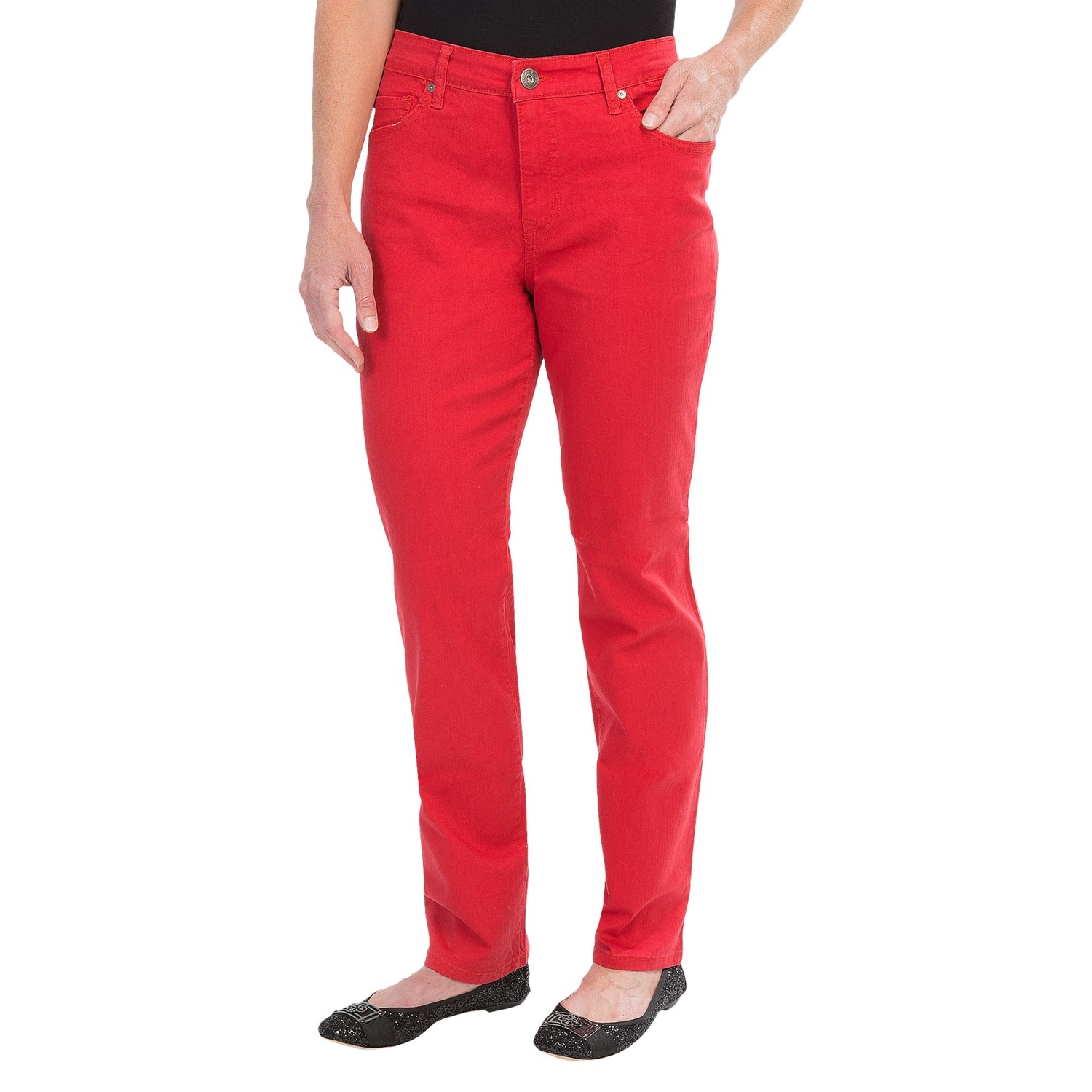 Colored Jeans - Straight Leg (For Women) in Red