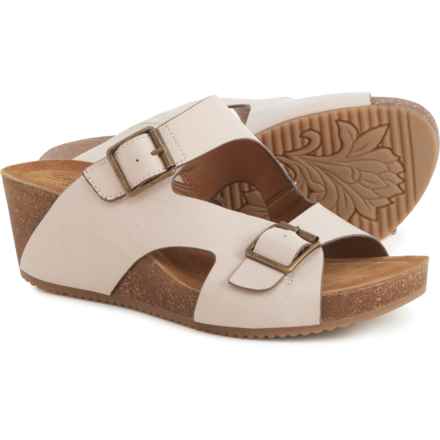Comfortiva Emah Wedge Sandals- Leather (For Women) in Beige