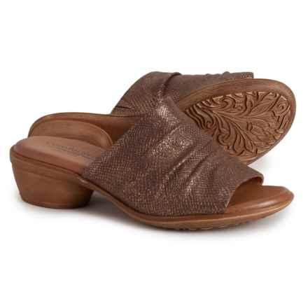 Comfortiva Norene Slide Heeled Sandals - Leather (For Women) in Taupe