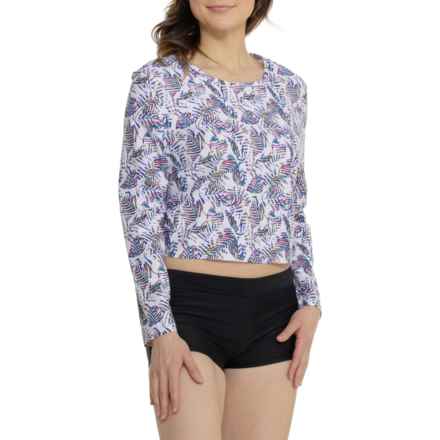 Coolibar Ocean Drive Cropped Rash Guard - UPF 50+, Long Sleeve in Magnolia Pink