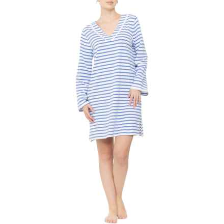 Coolibar Samoa Bay Cover-Up Dress - UPF 50+, Long Sleeve in French Blue/White