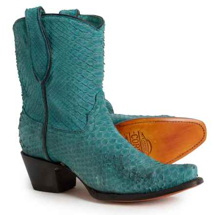 CORRAL A4195 Python Full Exotic Cowboy Boots - 8”, Snip Toe (For Women) in Turquoise