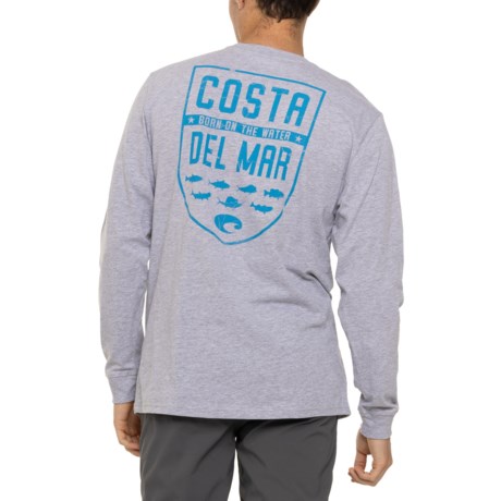 Costa Species Shield Crew Neck Shirt - Long Sleeve in Heather Gray