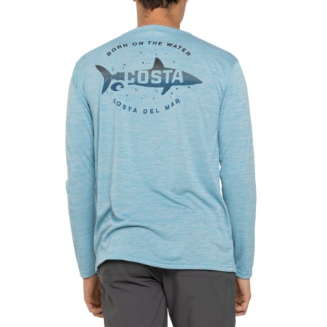 Costa Tech Slam Shark Sun Shirt - UPF 50+, Long Sleeve in Blue