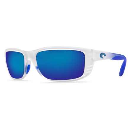 Costa Zane Sunglasses - Polarized 400G Mirror Lenses in Matte Crystal/Blue Trim/Blue Mirror 400G - Closeouts