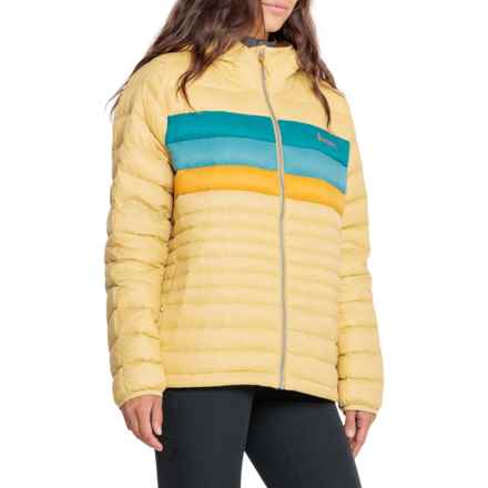 Cotopaxi Fuego Hooded Down Jacket - 800 Fill Power in Wheat Stripes