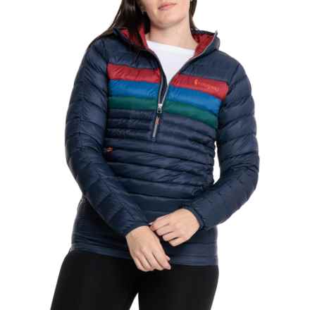 Cotopaxi Fuego Hooded Down Jacket - 800 Fill Power, Zip Neck in Maritime Stripes