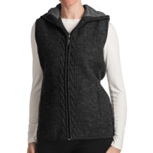 Country Fashion by Venario Hooded Vest - Boiled Wool, Full Zip (For Women) in Dark Grey - Closeouts