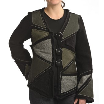 CoVelo Melange Patchwork Jacket - Boiled Wool (For Women) in Black/Olive