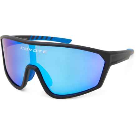 Coyote Eyewear Anaconda Shield Sunglasses - Polarized Mirror Lens in Black/Blue Mirror Lens - Closeouts