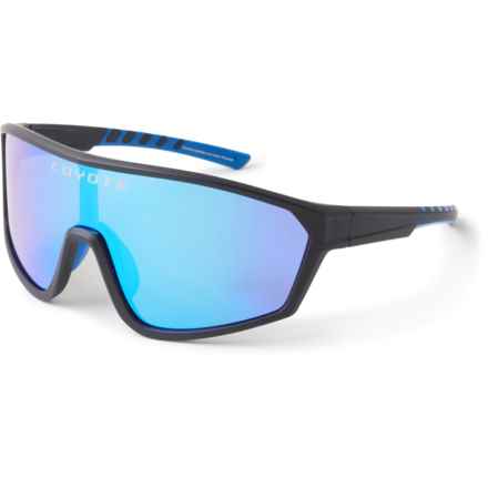 Coyote Eyewear Anaconda Sunglasses - Polarized Mirror Lens (For Men and Women) in Black/Blue Mirror Lens