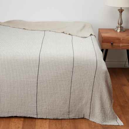 Coyuchi Full-Queen Organic Cotton Topanga Matelasse Blanket - Neutral Stripe in Neutral Stripe