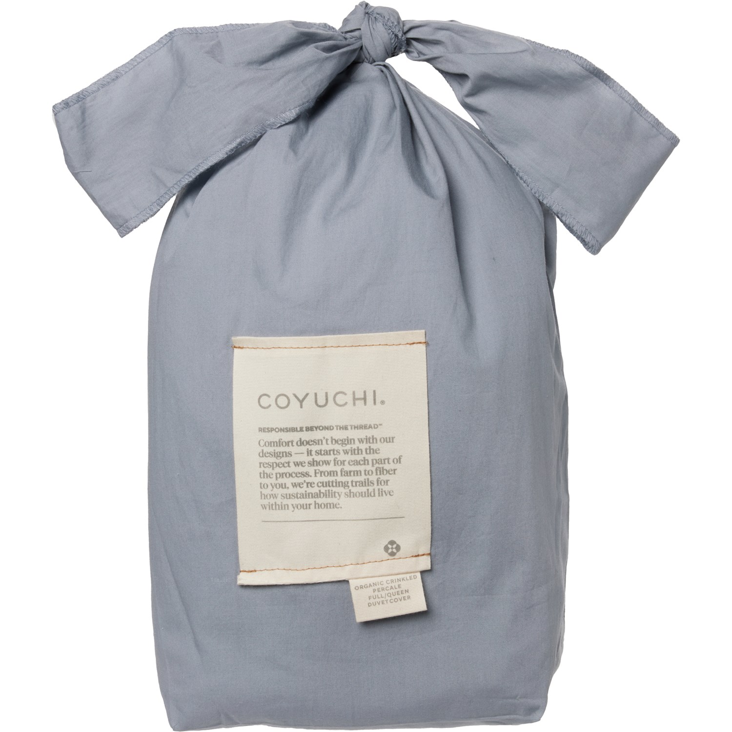 Coyuchi FullQueen Reversible Crinkled Percale Duvet Cover Organic
