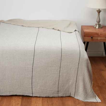 Coyuchi King Organic Cotton Topanga Matelasse Blanket - Neutral Stripe in Neutral Stripe