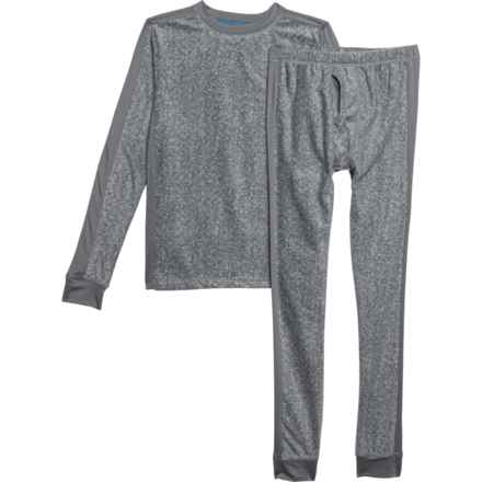 Cuddl Duds Big Boys Fleece High-Performance Base Layer Top and Pants - Long Sleeve in Nickel Grey Heather