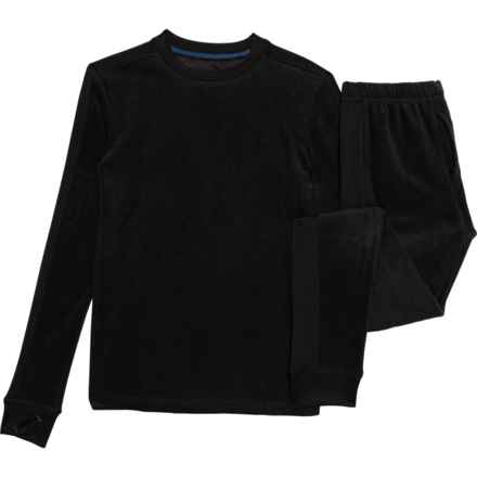 Cuddl Duds Big Boys Fleece High-Performance Base Layer Top and Pants Set - Long Sleeve in Black