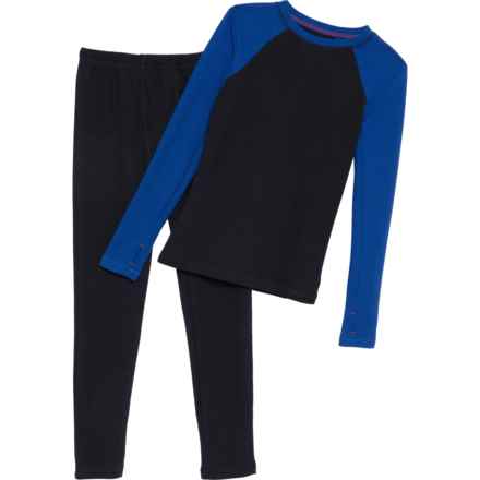 Cuddl Duds Big Boys Thermal High-Performance Base Layer Top and Pants Set - Long Sleeve in Royal Blue/Black
