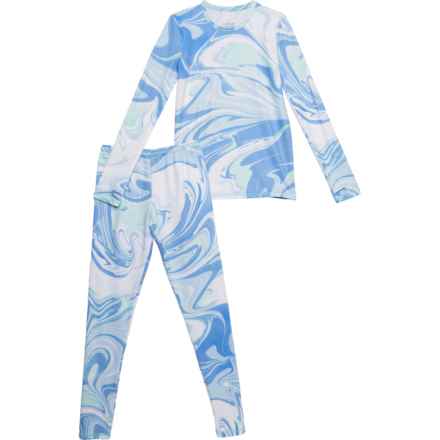 Cuddl Duds Big Girls Comfortech® Base Layer Set - Long Sleeve in Blue Marble