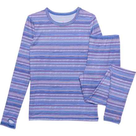 Cuddl Duds Big Girls Comfortech® Base Layer Set - Long Sleeve in Lavendar/Prt