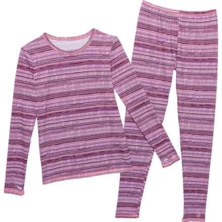 Cuddl Duds Big Girls Comfortech® Base Layer Set - Long Sleeve in Purple Stp