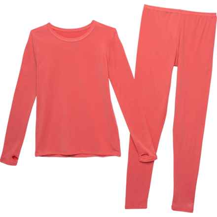 Cuddl Duds Big Girls Comfortech® Stretch-Poly Base Layer Set - Long Sleeve in Rose