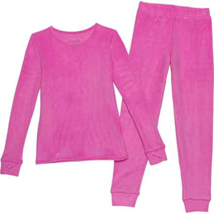 Cuddl Duds Big Girls Fleece Base Layer Set - Long Sleeve in Fiji Pink